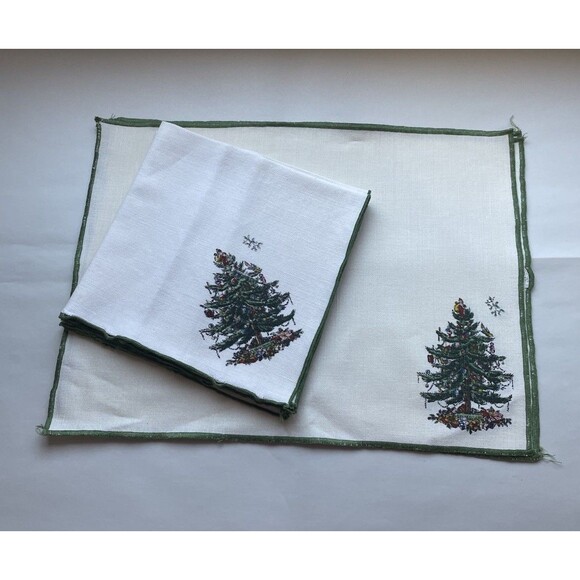 Spode Christmas Placemats/napkins Set Of Three Vintage Holiday Party Decor - Picture 1 of 5